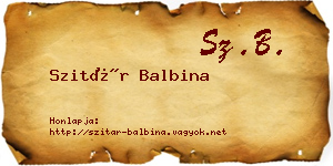 Szitár Balbina névjegykártya